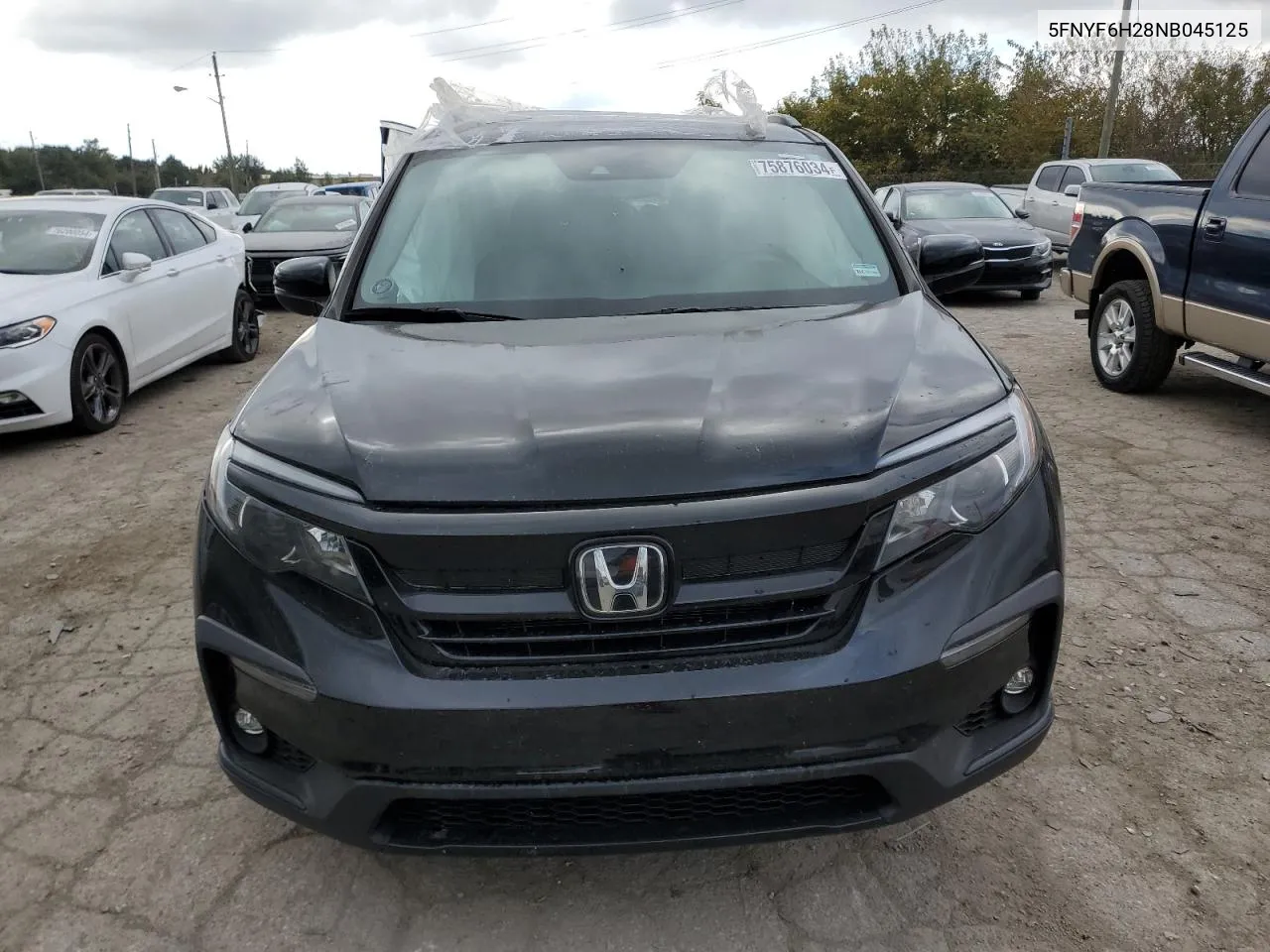 2022 Honda Pilot Se VIN: 5FNYF6H28NB045125 Lot: 75876034