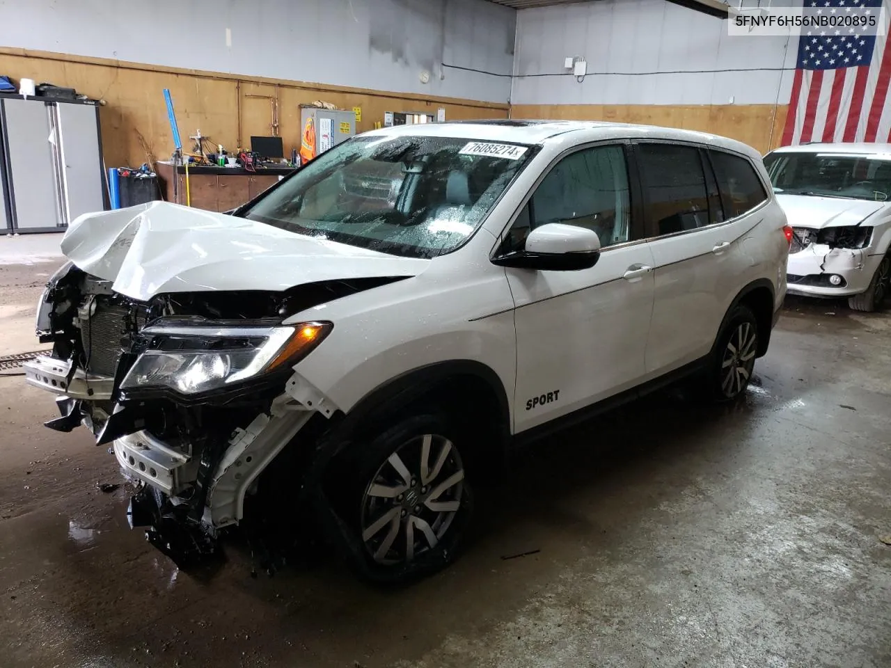 2022 Honda Pilot Exl VIN: 5FNYF6H56NB020895 Lot: 76085274