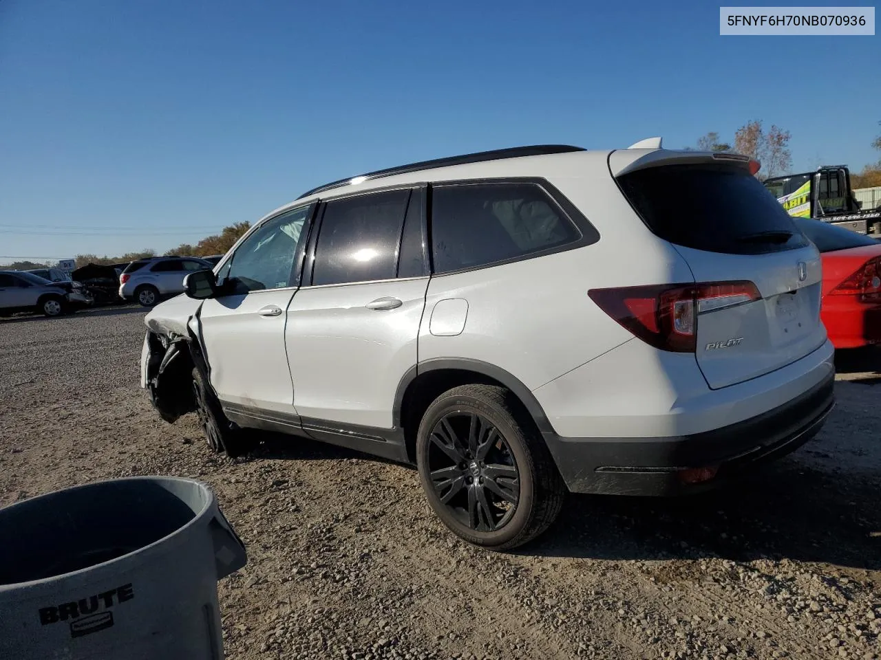 2022 Honda Pilot Black VIN: 5FNYF6H70NB070936 Lot: 77805314