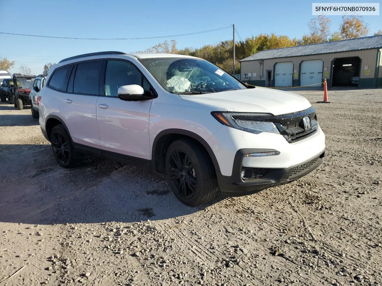 2022 Honda Pilot Black VIN: 5FNYF6H70NB070936 Lot: 77805314