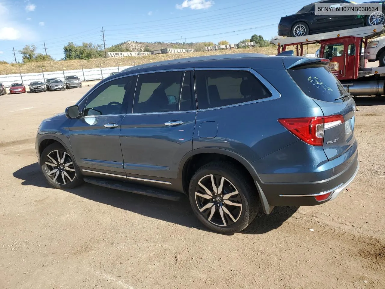 2022 Honda Pilot Elite VIN: 5FNYF6H07NB038634 Lot: 77819384