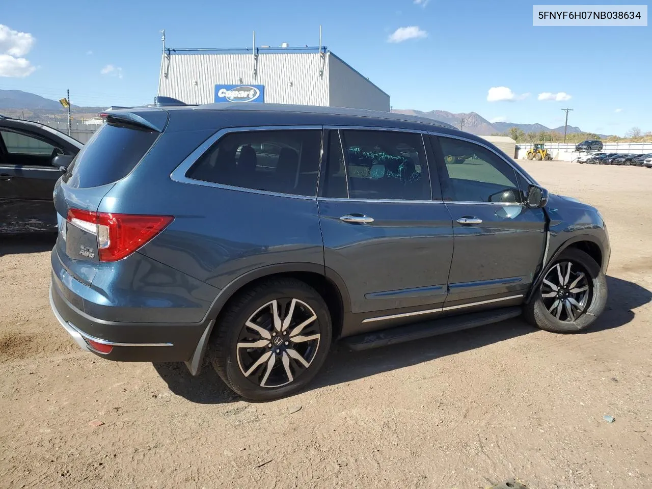 2022 Honda Pilot Elite VIN: 5FNYF6H07NB038634 Lot: 77819384