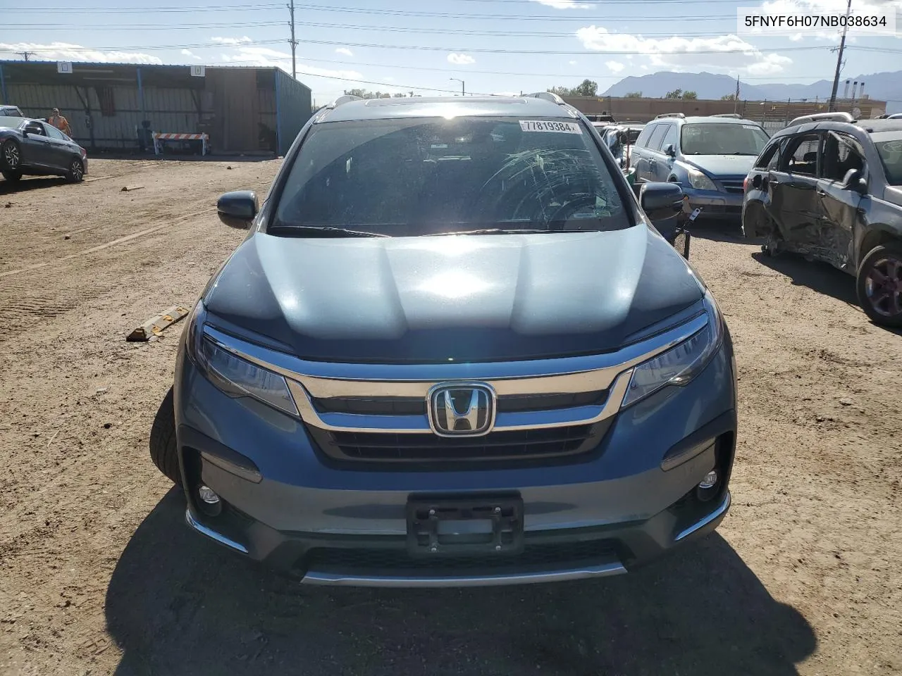 2022 Honda Pilot Elite VIN: 5FNYF6H07NB038634 Lot: 77819384