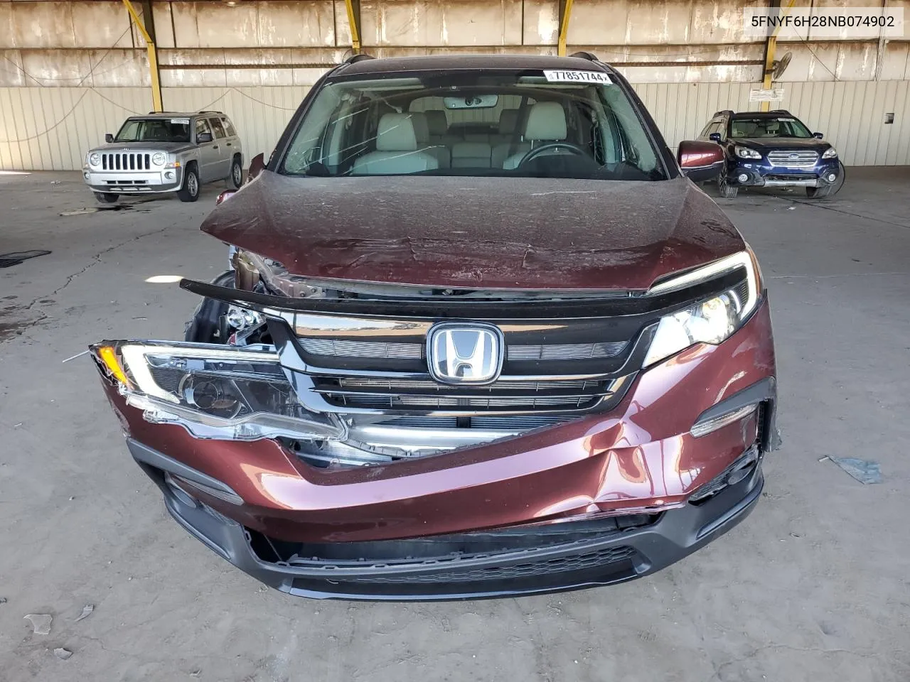 2022 Honda Pilot Se VIN: 5FNYF6H28NB074902 Lot: 77851744