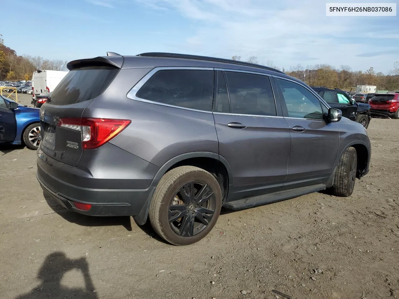 2022 Honda Pilot Se VIN: 5FNYF6H26NB037086 Lot: 78329504