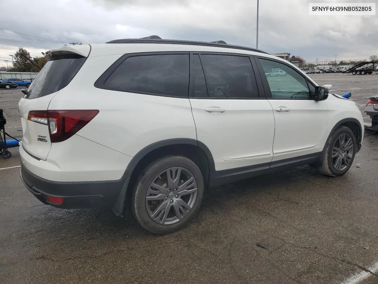 2022 Honda Pilot Sport VIN: 5FNYF6H39NB052805 Lot: 80274154