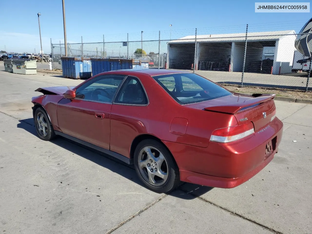 2000 Honda Prelude VIN: JHMBB6244YC005958 Lot: 78828104