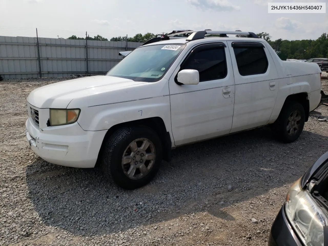 2006 Honda Ridgeline Rts VIN: 2HJYK16436H540407 Lot: 64620434