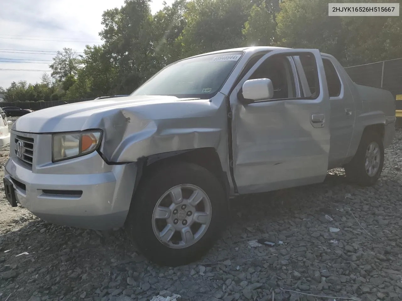 2006 Honda Ridgeline Rtl VIN: 2HJYK16526H515667 Lot: 69948944