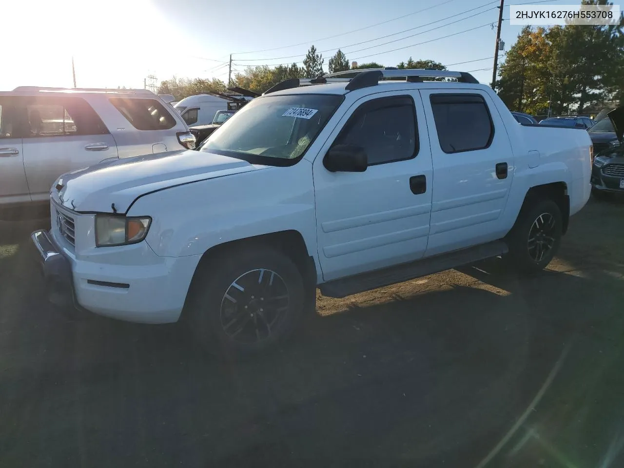 2006 Honda Ridgeline Rt VIN: 2HJYK16276H553708 Lot: 72476894