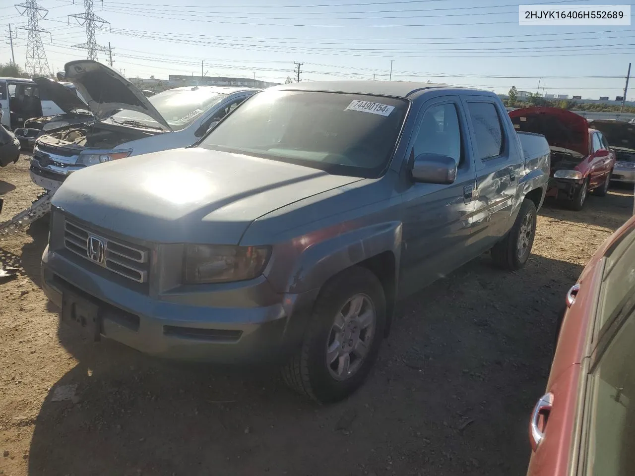 2006 Honda Ridgeline Rts VIN: 2HJYK16406H552689 Lot: 74490154