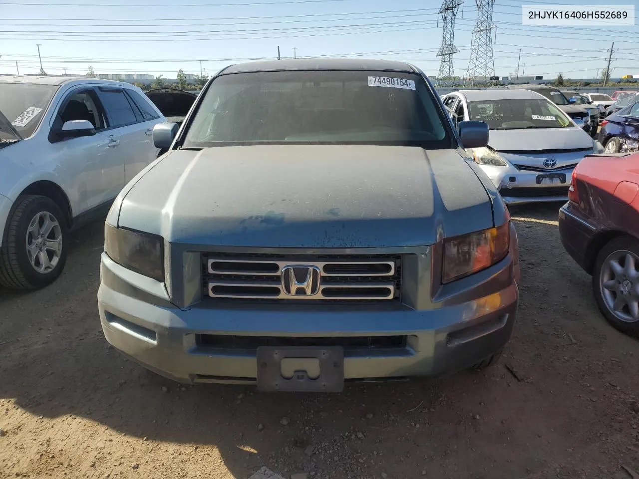 2006 Honda Ridgeline Rts VIN: 2HJYK16406H552689 Lot: 74490154