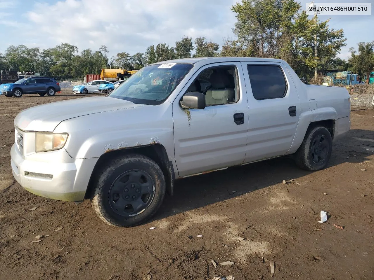 2006 Honda Ridgeline Rts VIN: 2HJYK16486H001510 Lot: 74717894