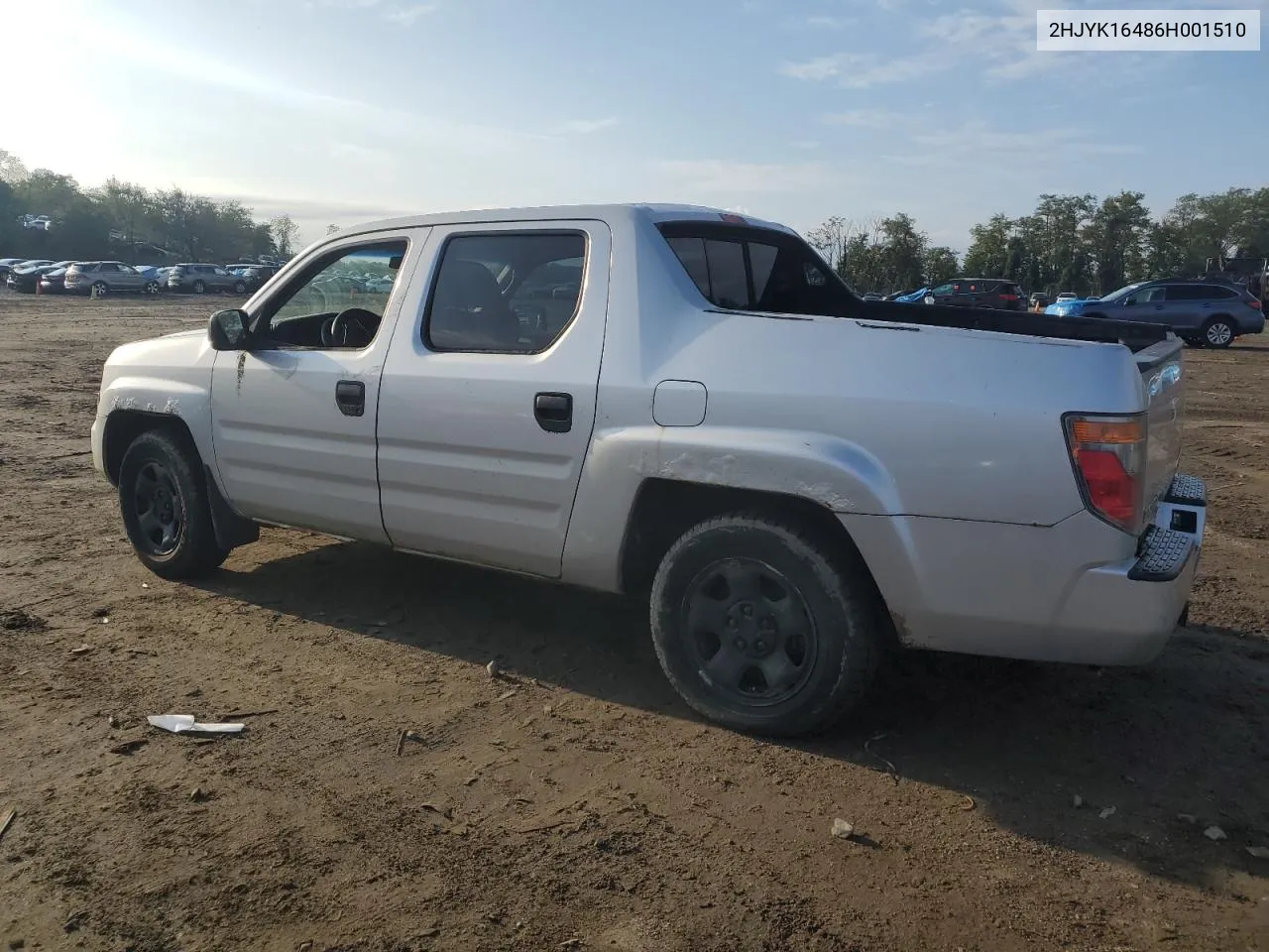 2006 Honda Ridgeline Rts VIN: 2HJYK16486H001510 Lot: 74717894