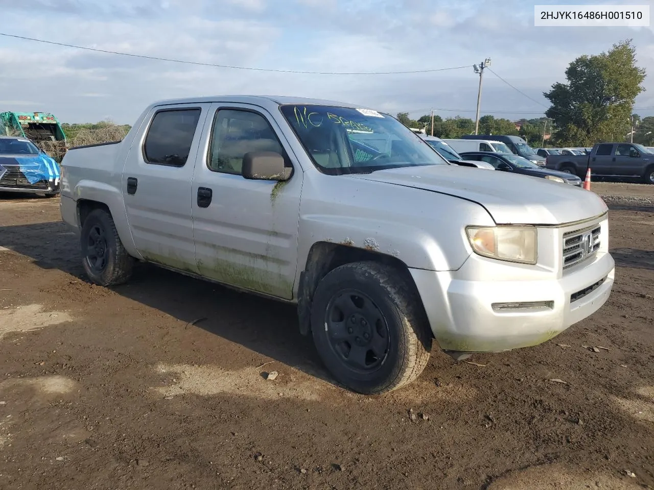 2006 Honda Ridgeline Rts VIN: 2HJYK16486H001510 Lot: 74717894