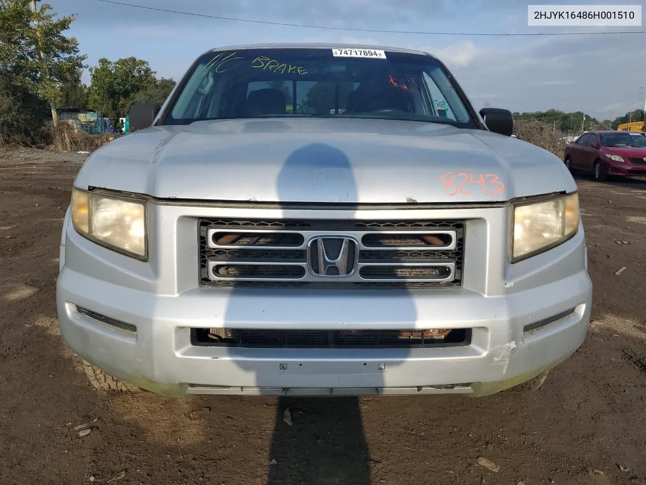 2006 Honda Ridgeline Rts VIN: 2HJYK16486H001510 Lot: 74717894