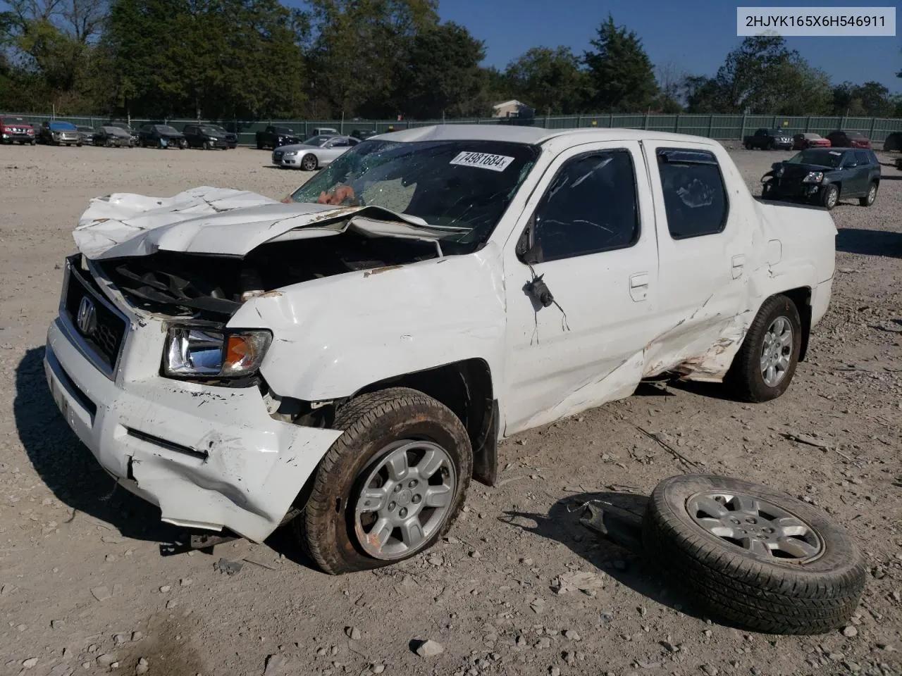 2006 Honda Ridgeline Rtl VIN: 2HJYK165X6H546911 Lot: 74981684