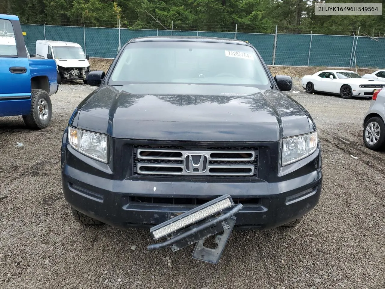 2006 Honda Ridgeline Rts VIN: 2HJYK16496H549564 Lot: 75285764