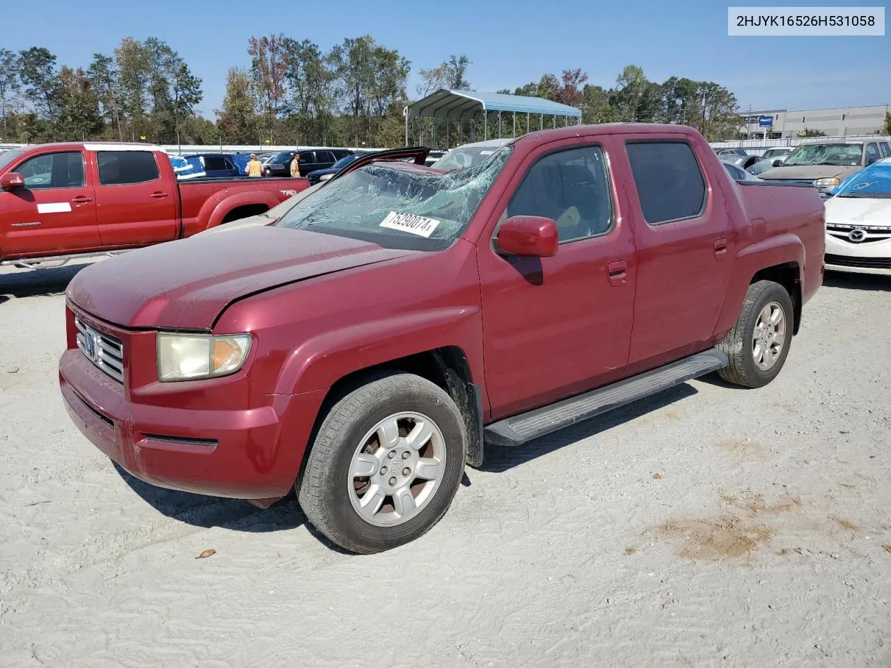 2006 Honda Ridgeline Rtl VIN: 2HJYK16526H531058 Lot: 75290074