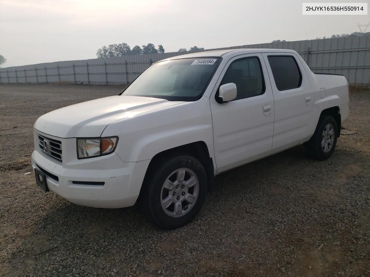 2006 Honda Ridgeline Rtl VIN: 2HJYK16536H550914 Lot: 75486594