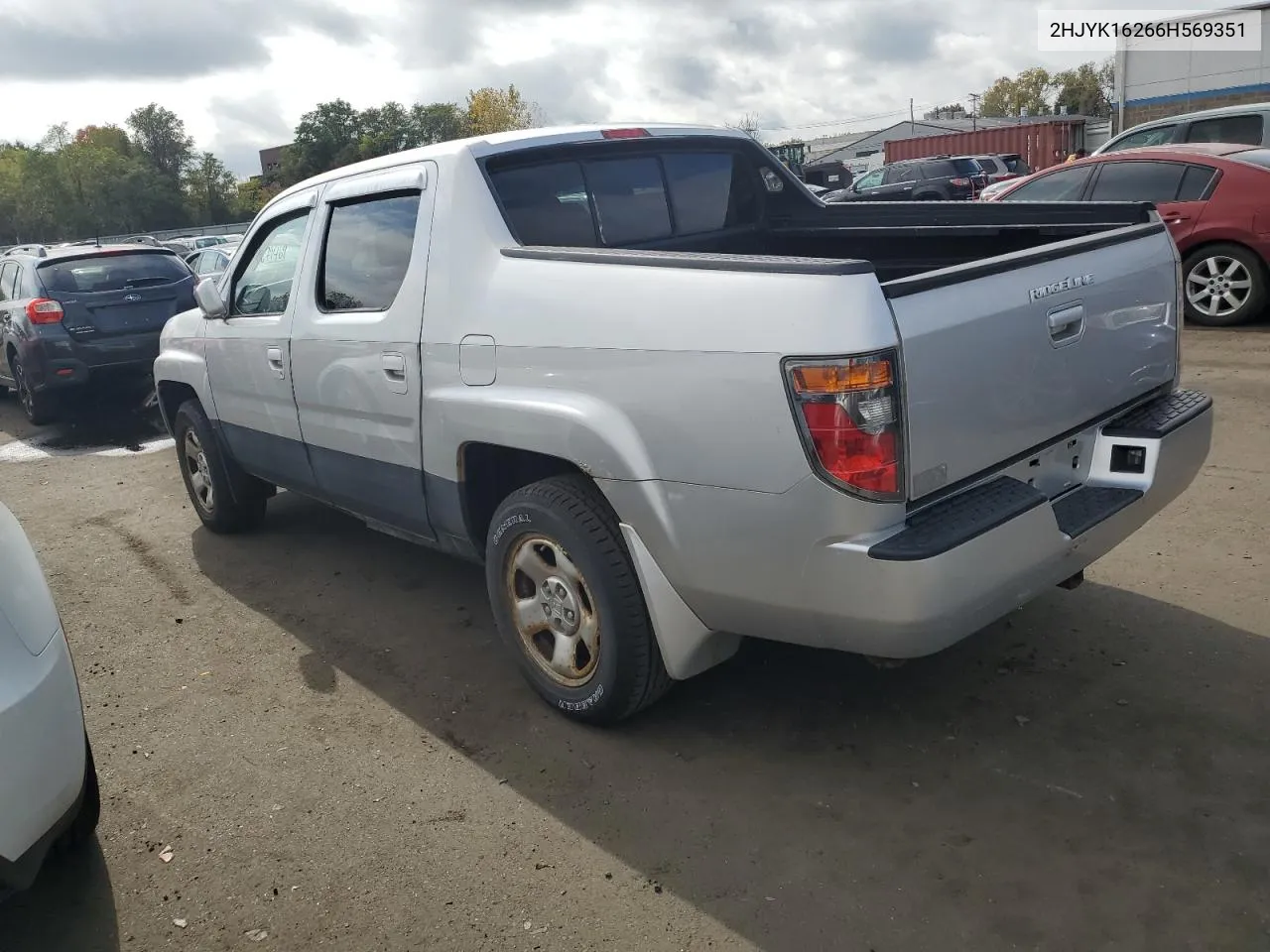 2006 Honda Ridgeline Rt VIN: 2HJYK16266H569351 Lot: 75513954