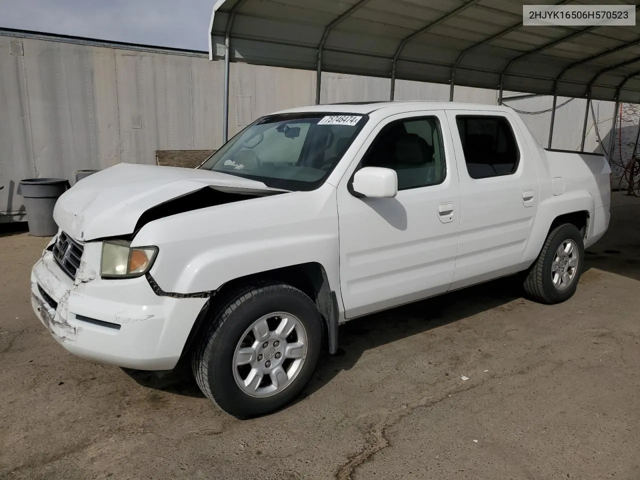 2006 Honda Ridgeline Rtl VIN: 2HJYK16506H570523 Lot: 75746474