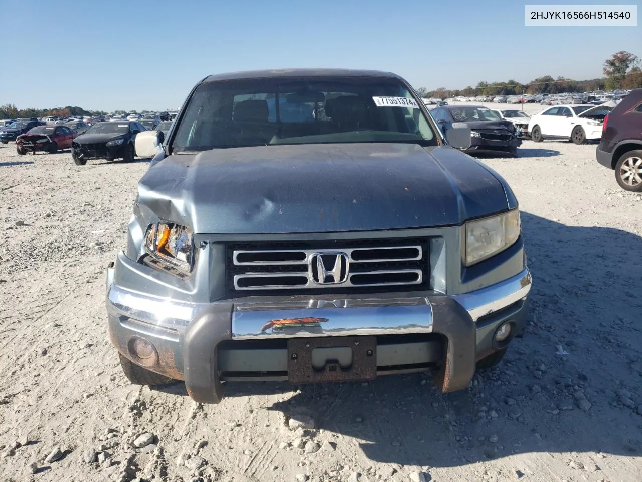 2006 Honda Ridgeline Rtl VIN: 2HJYK16566H514540 Lot: 77551374