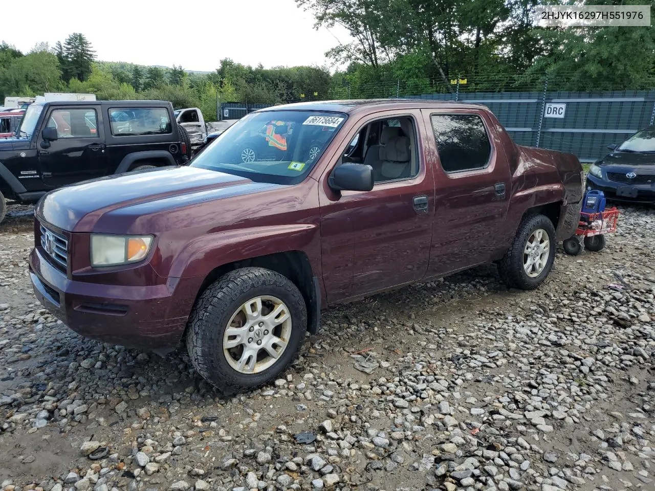 2007 Honda Ridgeline Rt VIN: 2HJYK16297H551976 Lot: 66175684