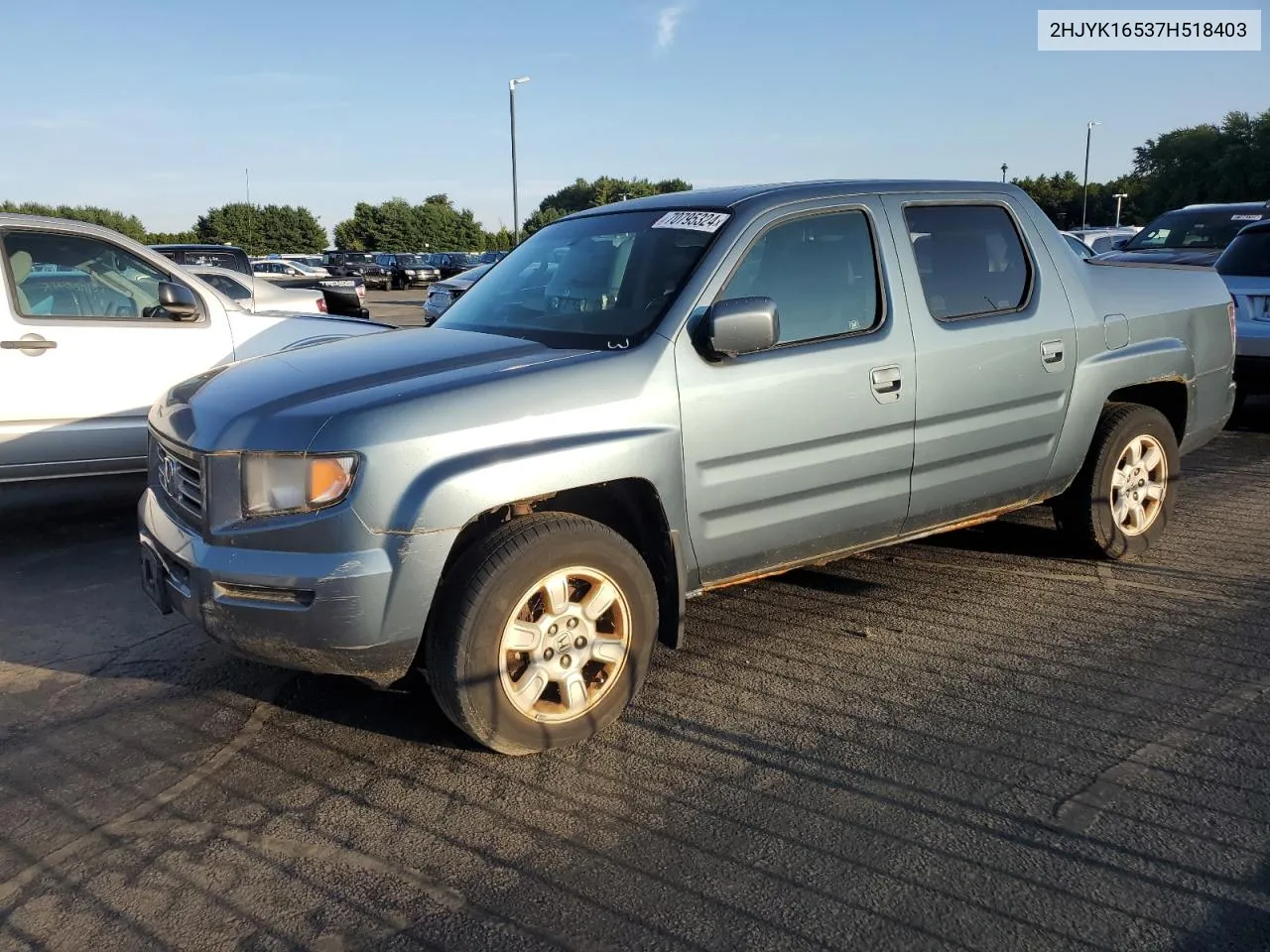 2007 Honda Ridgeline Rtl VIN: 2HJYK16537H518403 Lot: 70795324