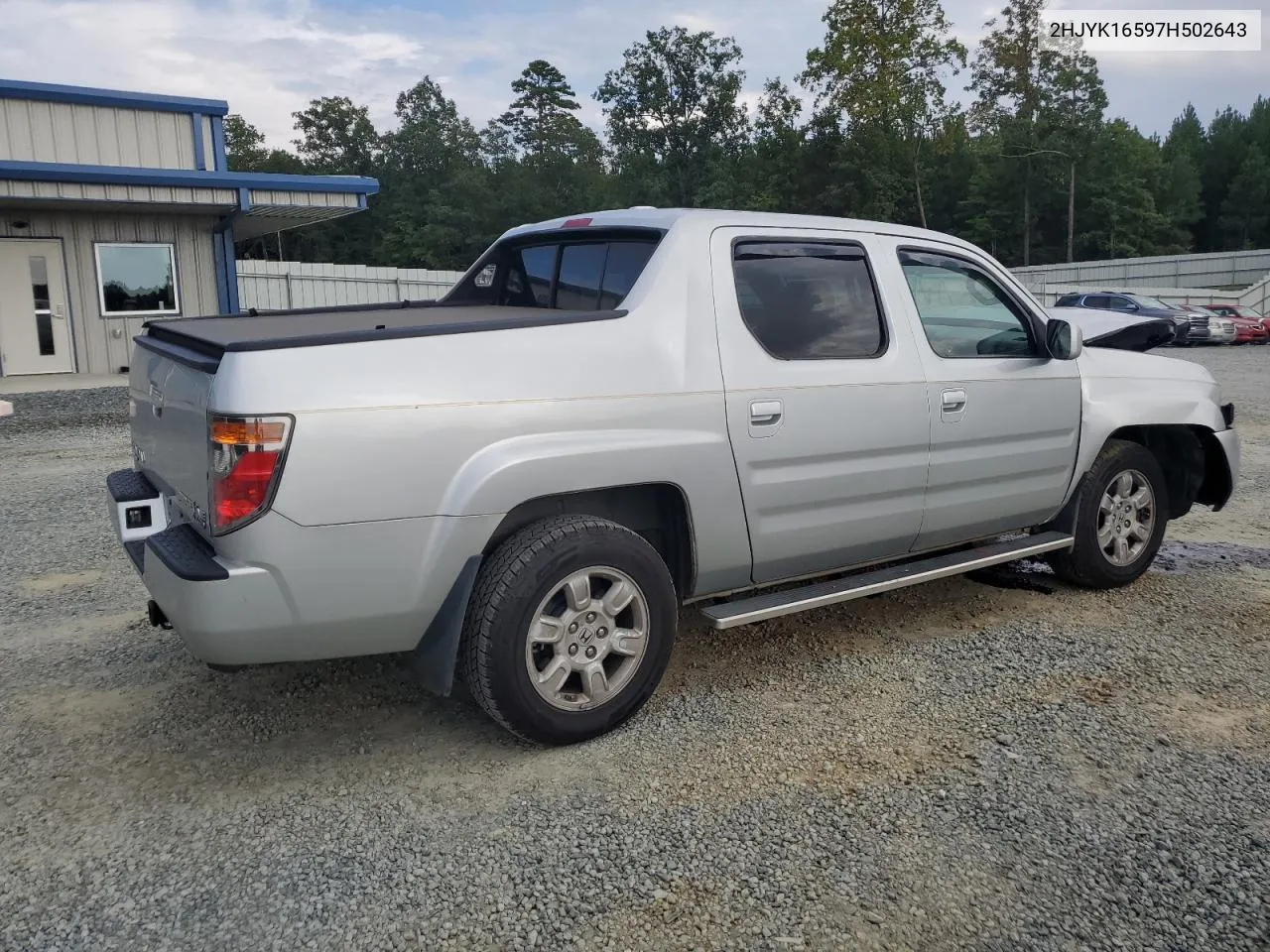 2007 Honda Ridgeline Rtl VIN: 2HJYK16597H502643 Lot: 71993294