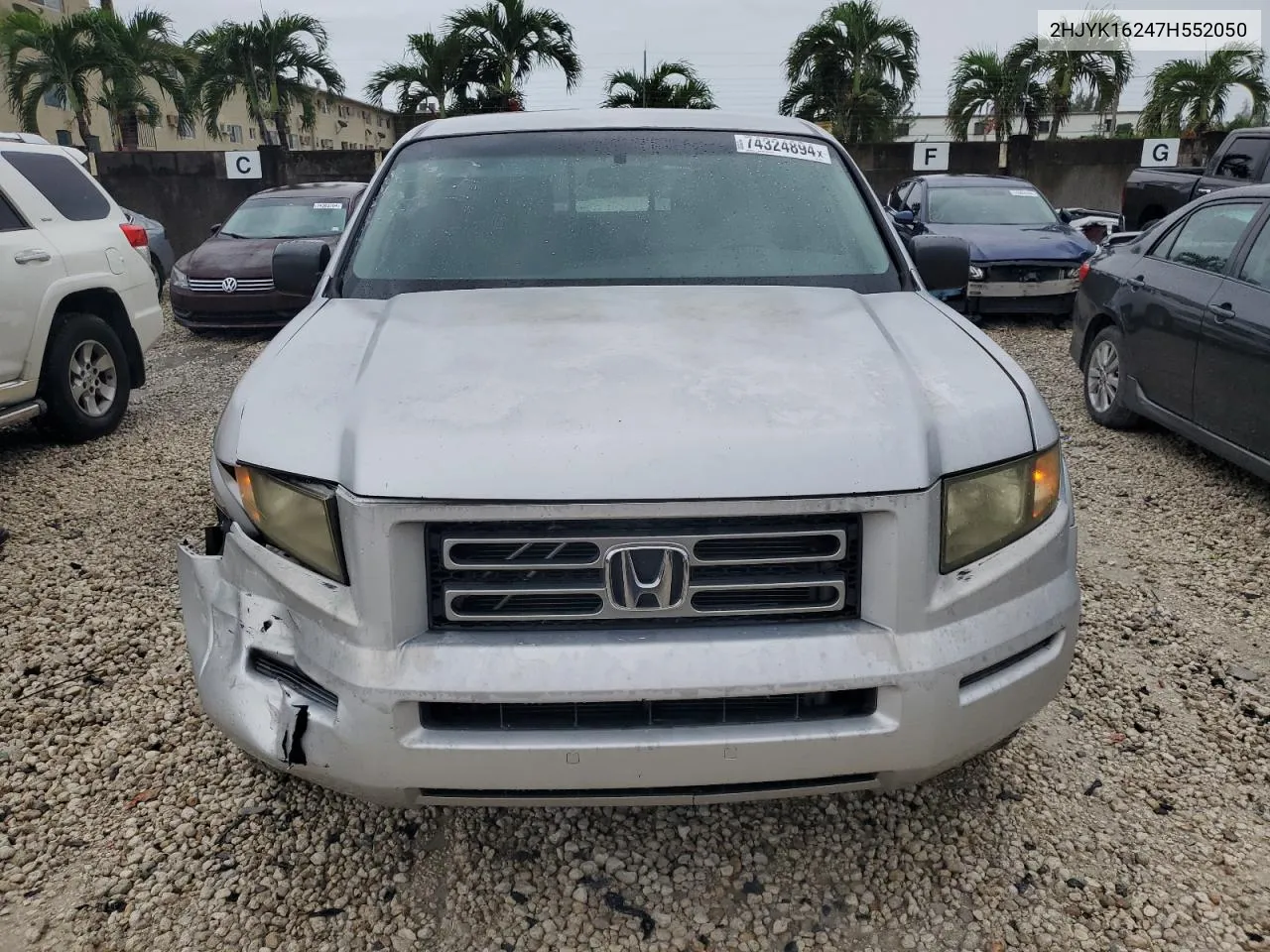 2007 Honda Ridgeline Rt VIN: 2HJYK16247H552050 Lot: 74324894