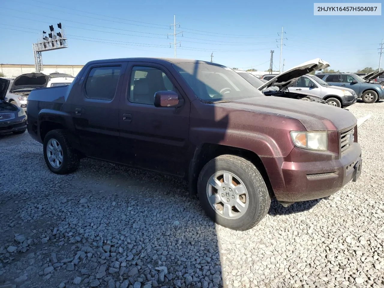 2007 Honda Ridgeline Rts VIN: 2HJYK16457H504087 Lot: 75096294