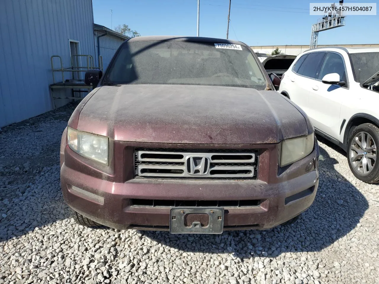 2007 Honda Ridgeline Rts VIN: 2HJYK16457H504087 Lot: 75096294