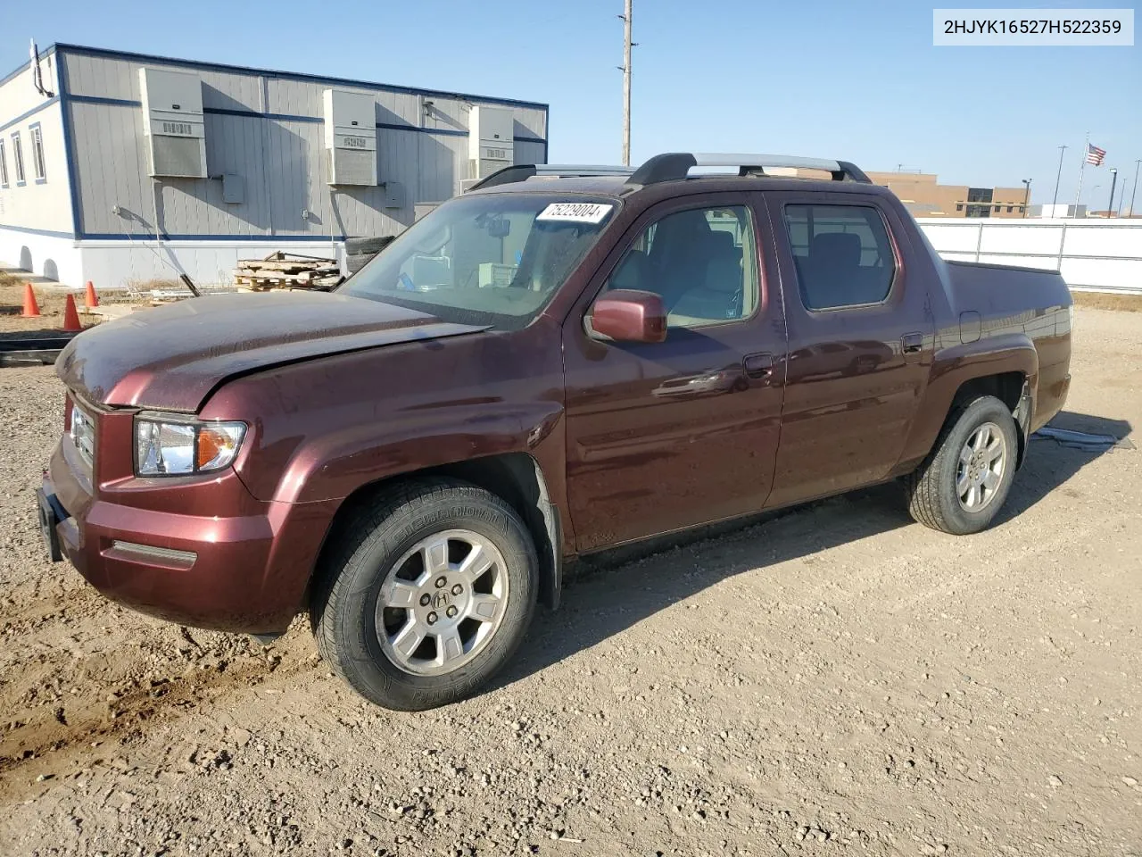 2007 Honda Ridgeline Rtl VIN: 2HJYK16527H522359 Lot: 75229004