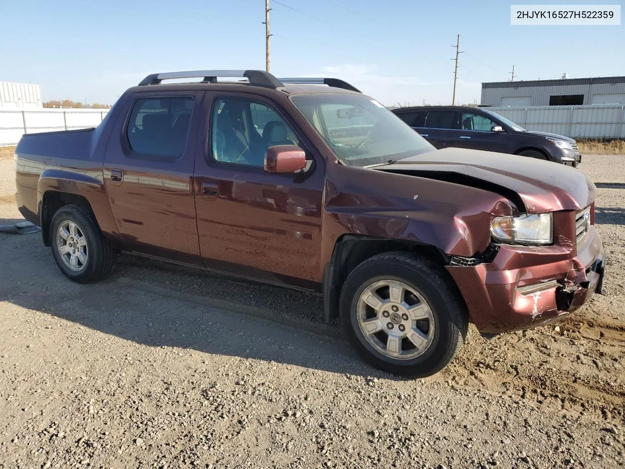 2007 Honda Ridgeline Rtl VIN: 2HJYK16527H522359 Lot: 75229004