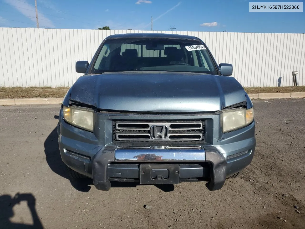 2007 Honda Ridgeline Rtl VIN: 2HJYK16587H522060 Lot: 75454964