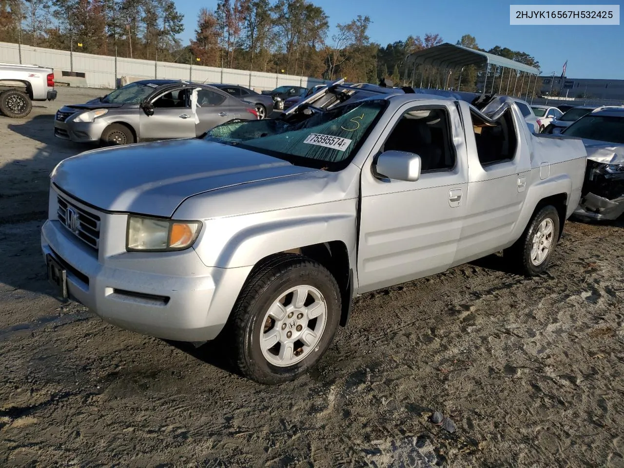 2007 Honda Ridgeline Rtl VIN: 2HJYK16567H532425 Lot: 75595574