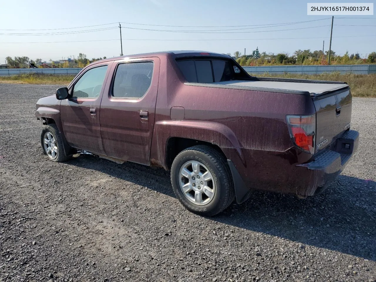 2007 Honda Ridgeline Rtl VIN: 2HJYK16517H001374 Lot: 75606864