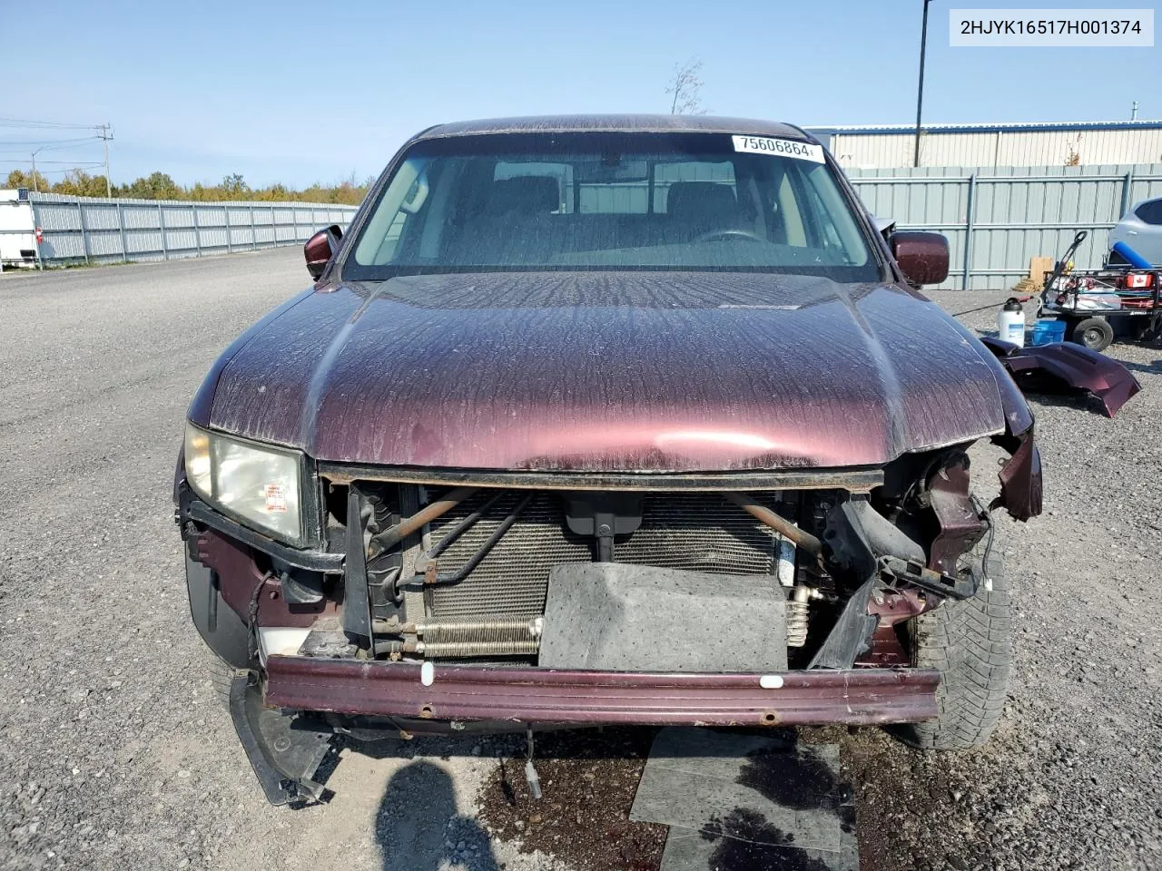 2007 Honda Ridgeline Rtl VIN: 2HJYK16517H001374 Lot: 75606864