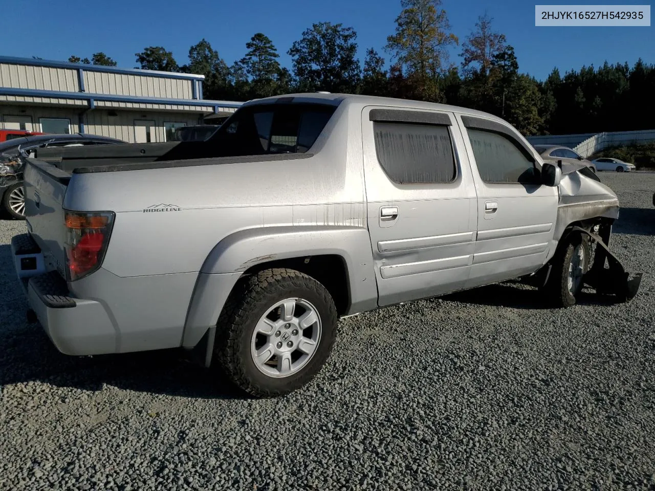 2007 Honda Ridgeline Rtl VIN: 2HJYK16527H542935 Lot: 77446314