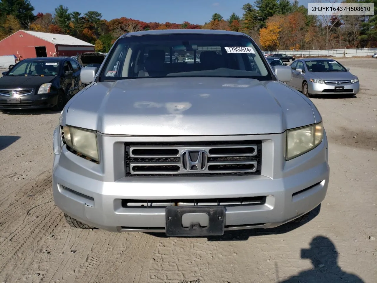 2007 Honda Ridgeline Rts VIN: 2HJYK16437H508610 Lot: 77855074