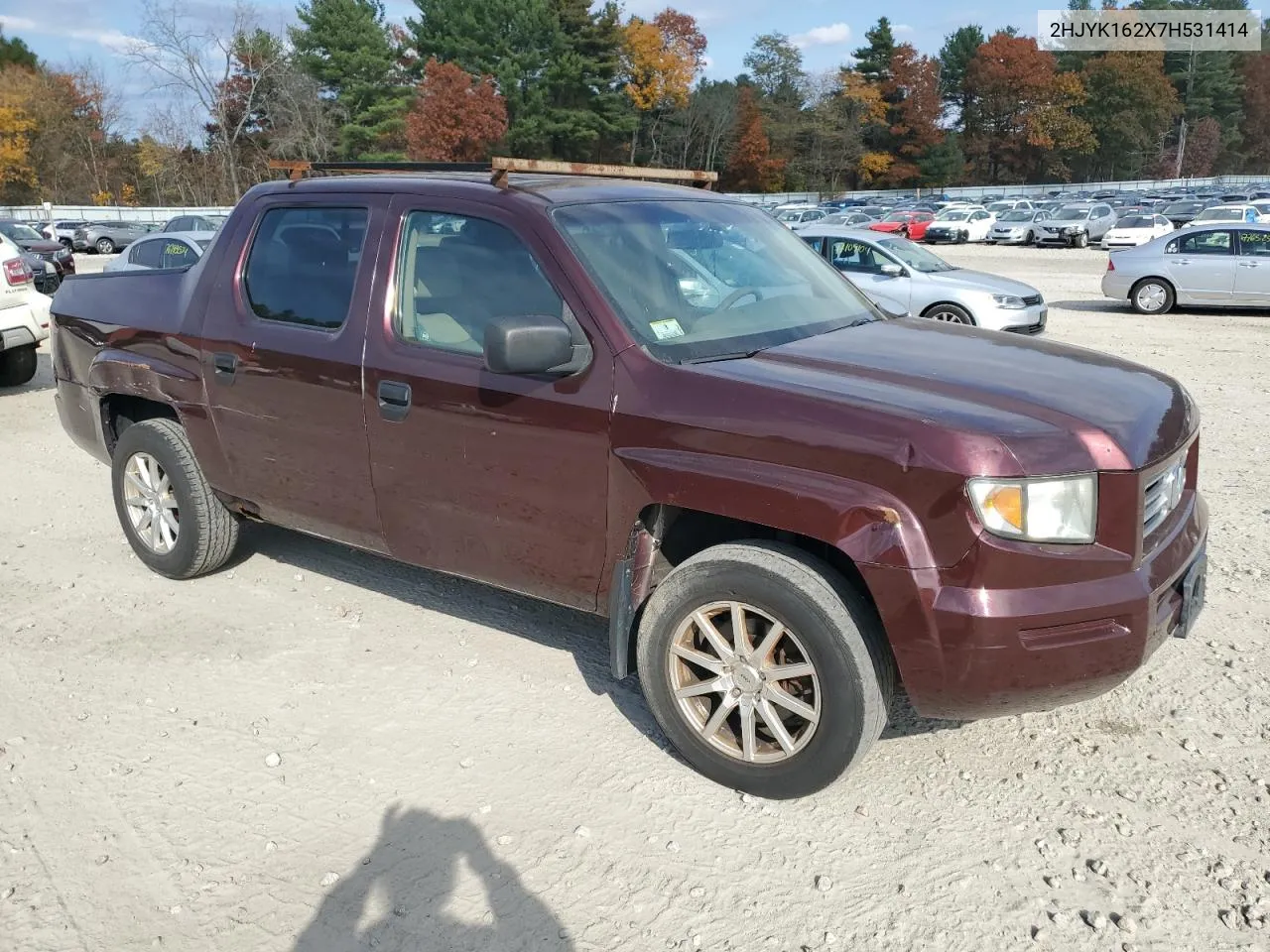 2007 Honda Ridgeline Rt VIN: 2HJYK162X7H531414 Lot: 77961444