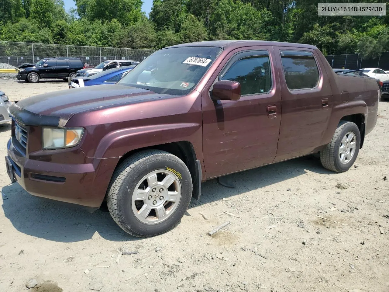 2008 Honda Ridgeline Rtl VIN: 2HJYK16548H529430 Lot: 58760664