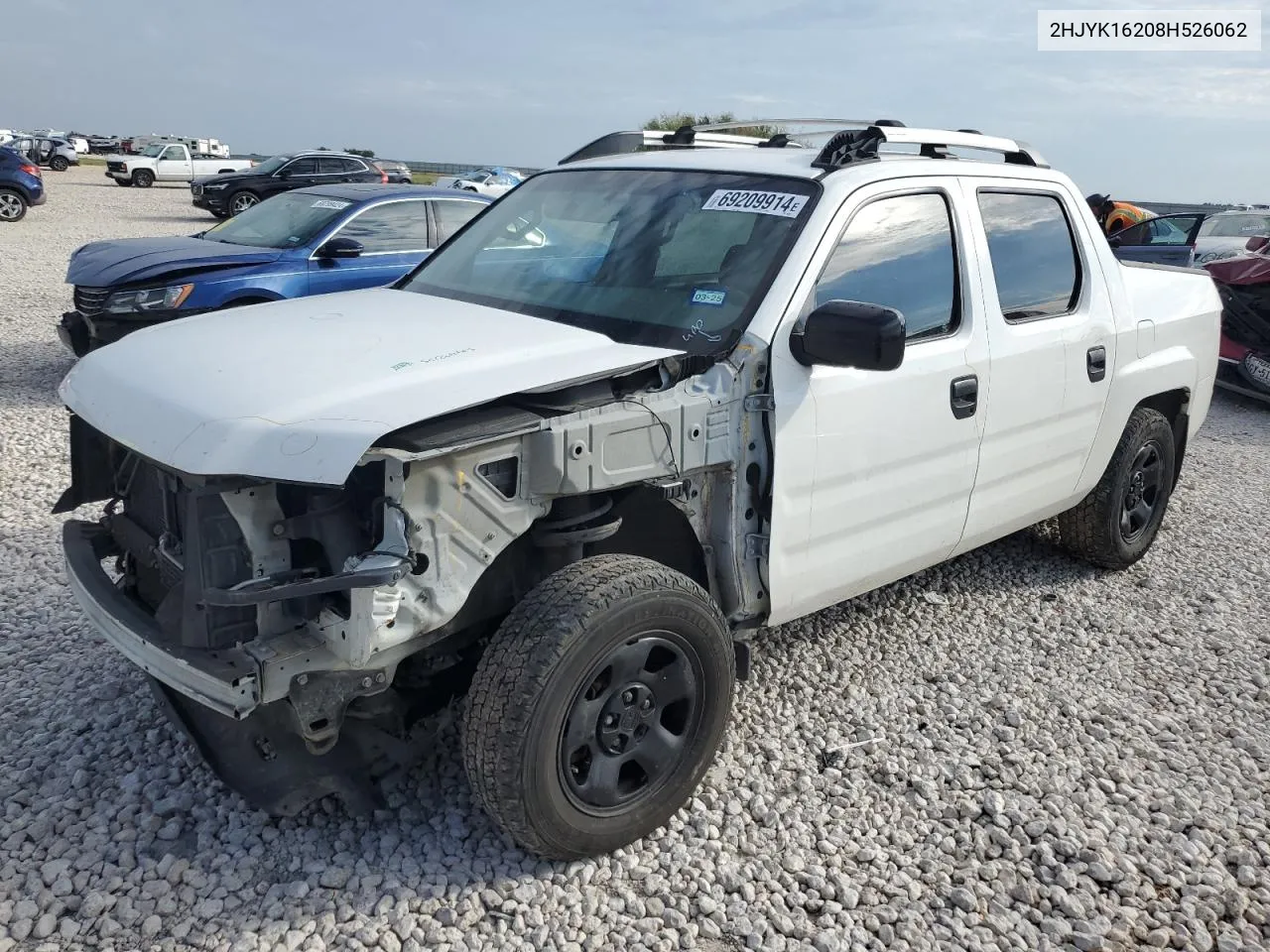 2008 Honda Ridgeline Rt VIN: 2HJYK16208H526062 Lot: 69209914