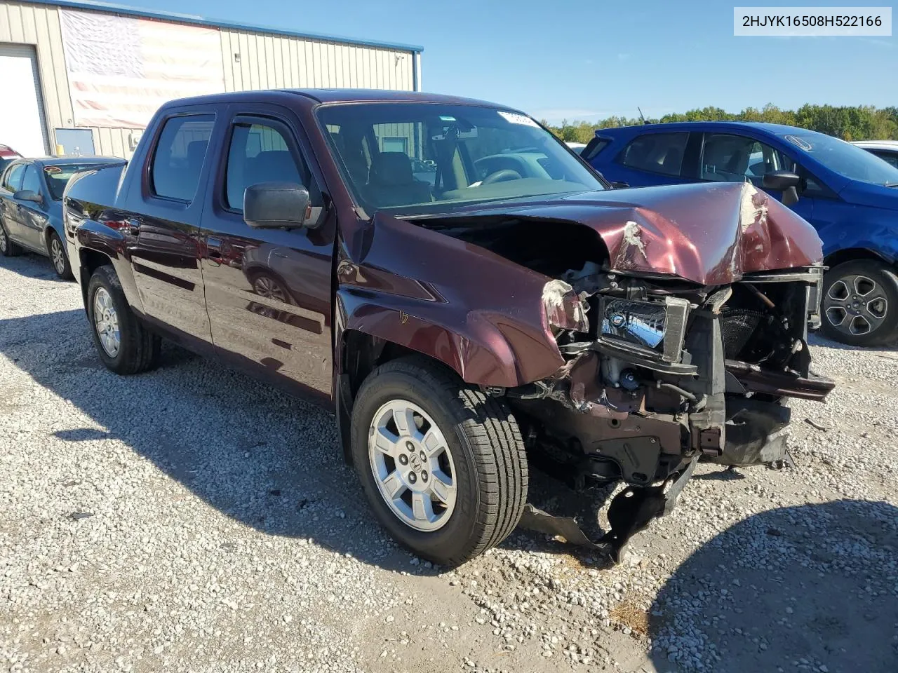 2008 Honda Ridgeline Rtl VIN: 2HJYK16508H522166 Lot: 71606084