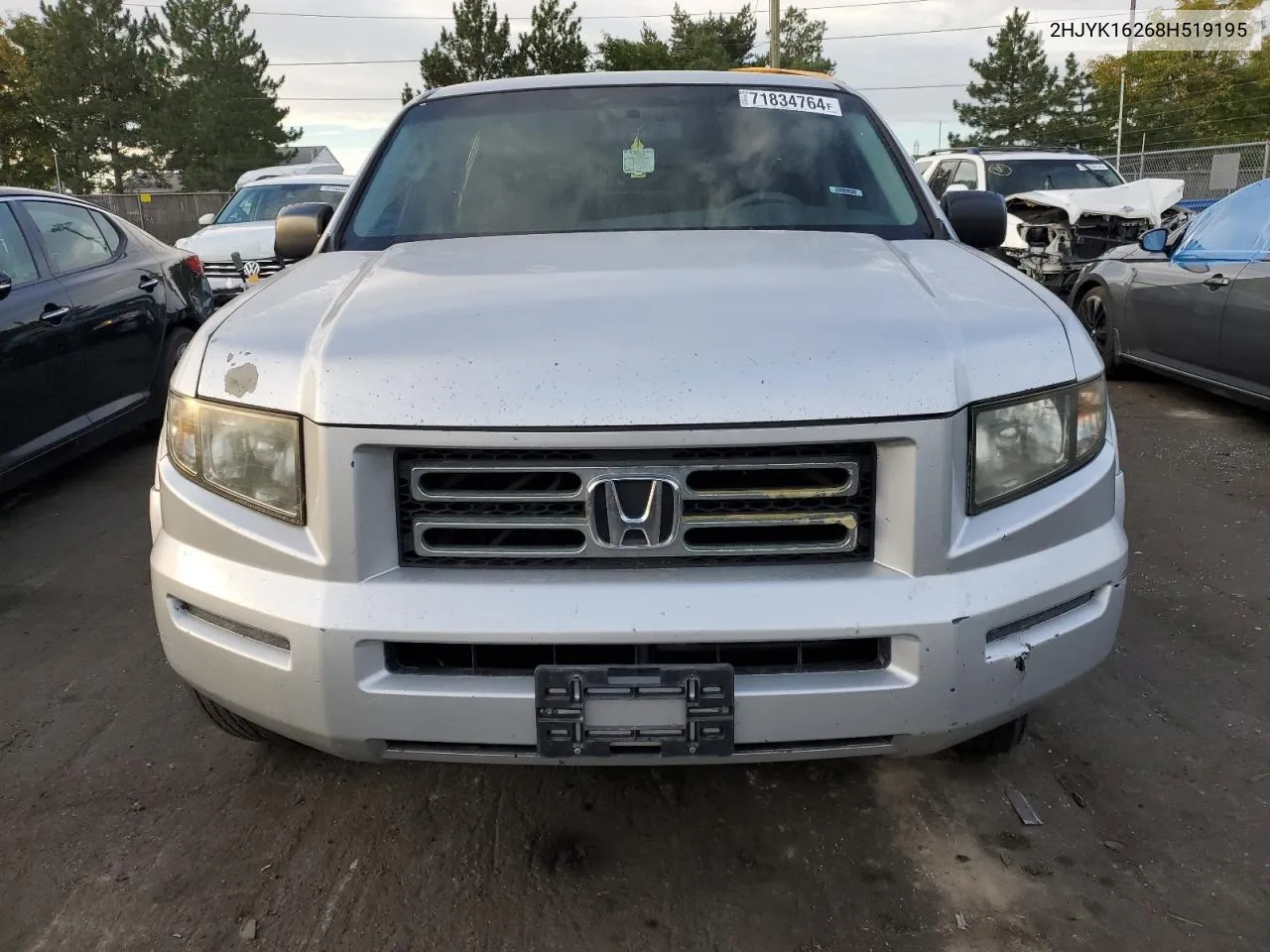 2008 Honda Ridgeline Rt VIN: 2HJYK16268H519195 Lot: 71834764