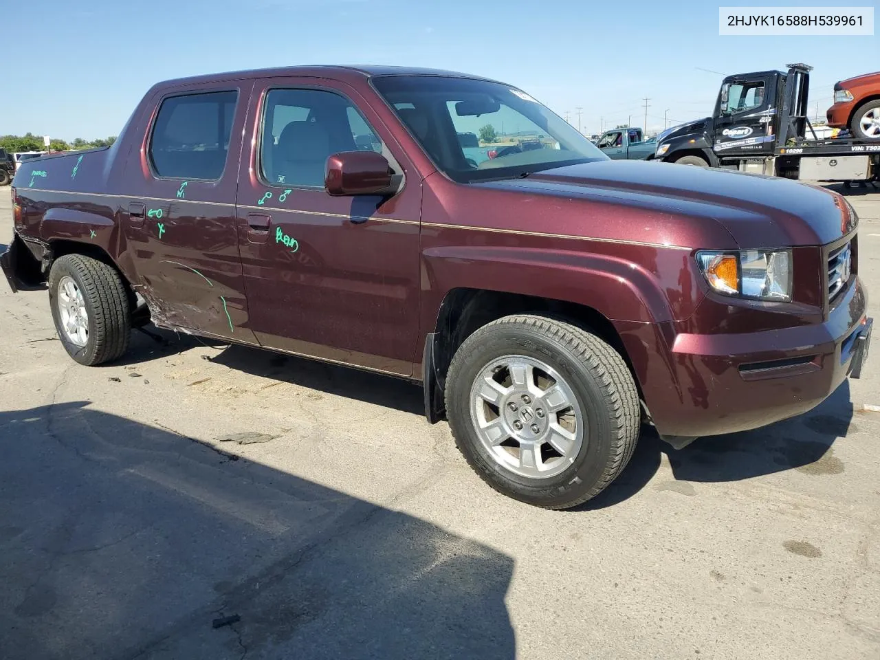 2008 Honda Ridgeline Rtl VIN: 2HJYK16588H539961 Lot: 72217774