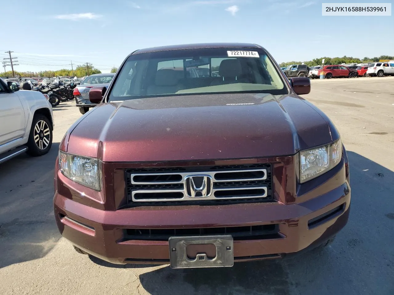 2008 Honda Ridgeline Rtl VIN: 2HJYK16588H539961 Lot: 72217774