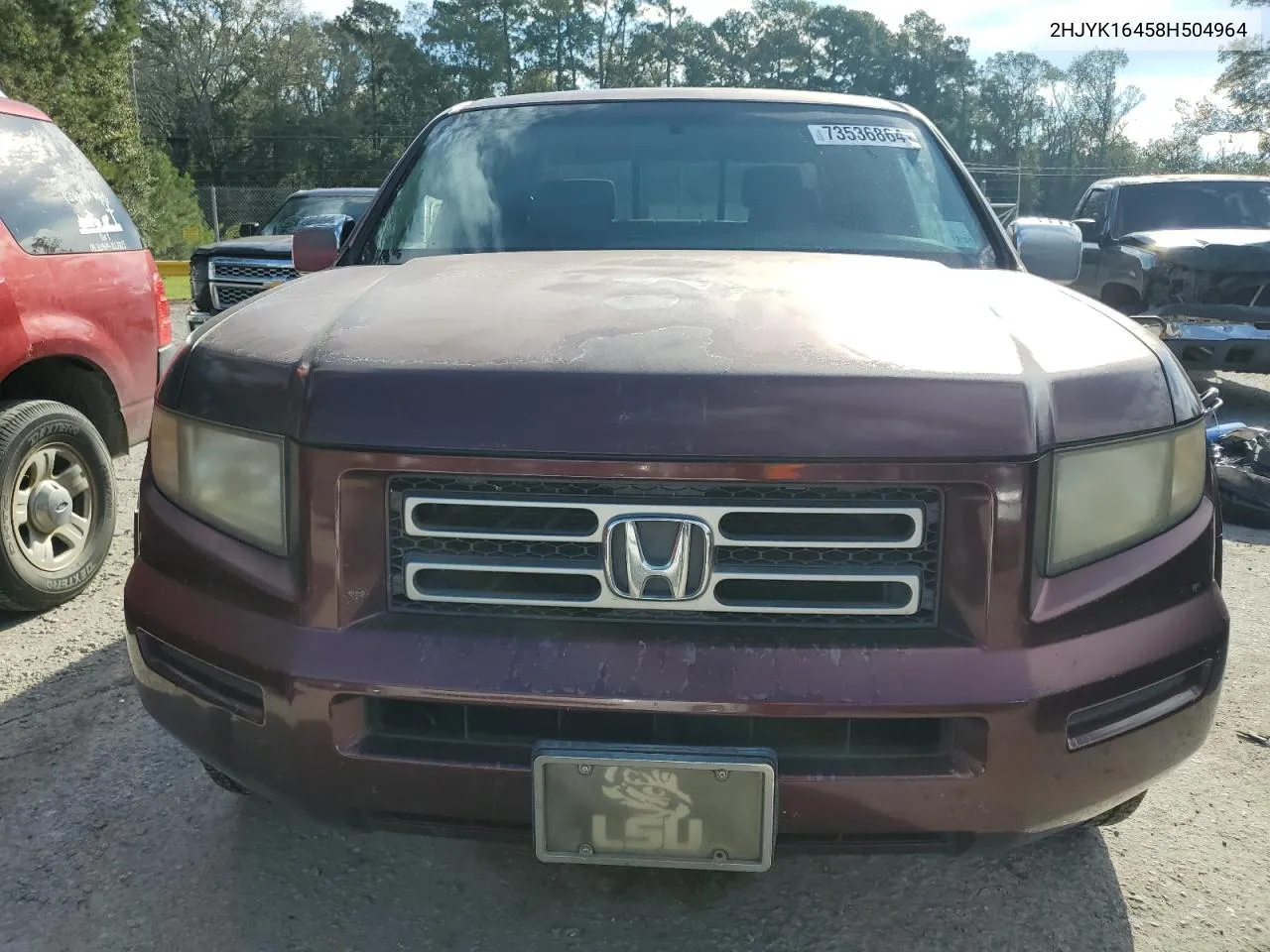 2008 Honda Ridgeline Rts VIN: 2HJYK16458H504964 Lot: 73536864