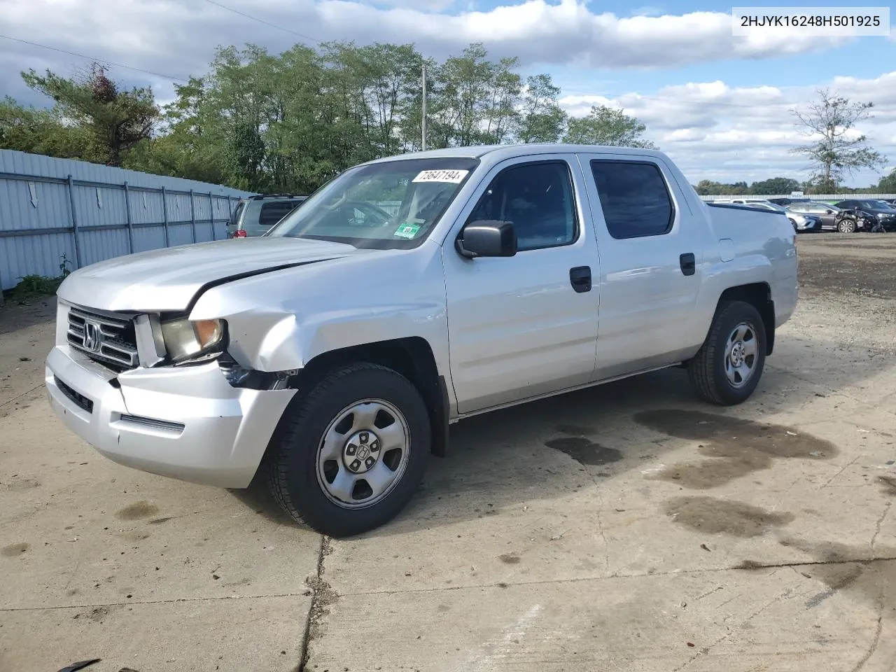 2008 Honda Ridgeline Rt VIN: 2HJYK16248H501925 Lot: 73647194